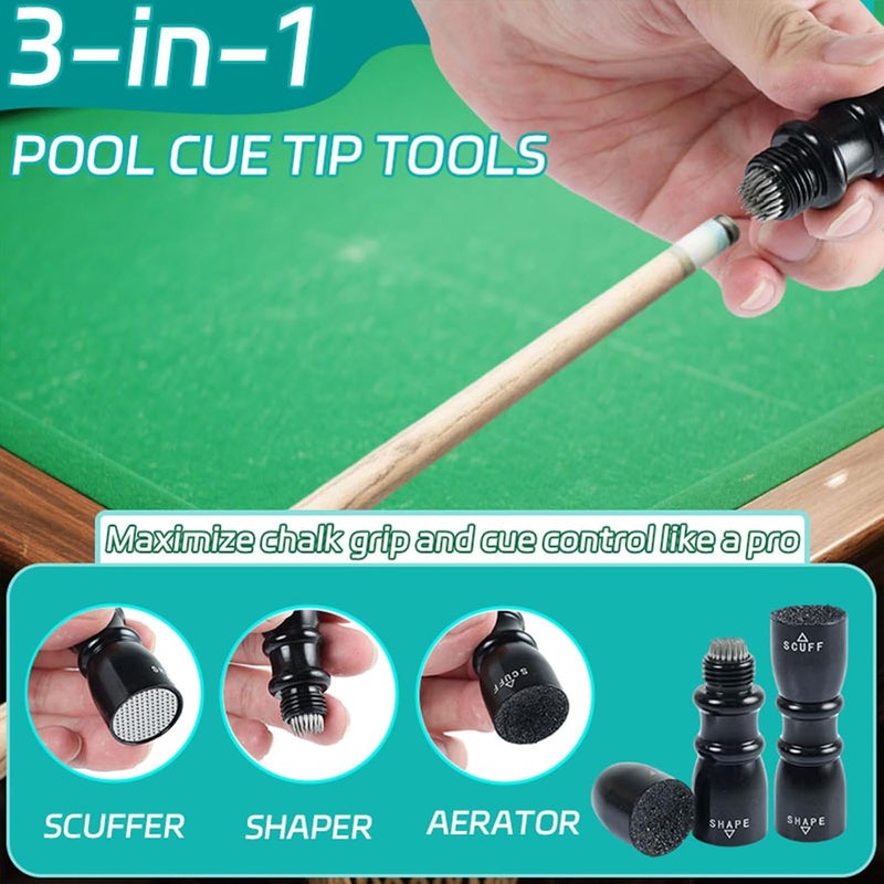 VortecSys Pool Cue Tip Tools, Premium 3-in-1 Billiard Cue Tip Shaper, Compact Billiards Pool Accessories & Tip Repair Kit, Gifts for Husbands and Friends (Black) - Image 3
